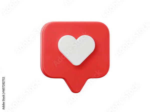 Fototapeta A vibrant red social media notification icon featuring a white heart symbol isolated on transparent background