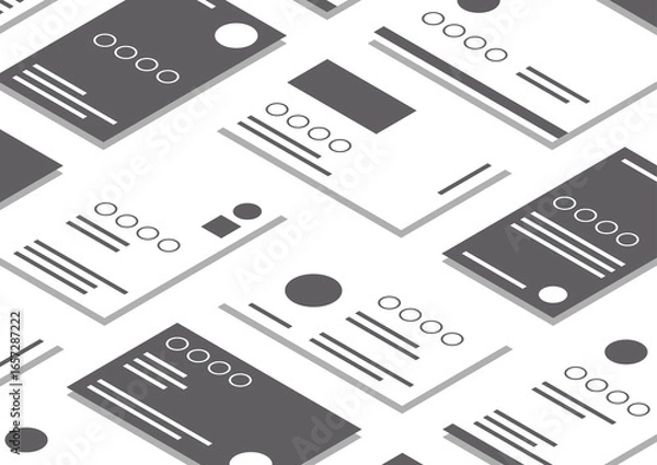 Obraz 【背景透過】たくさんの名刺が並んだイラスト3