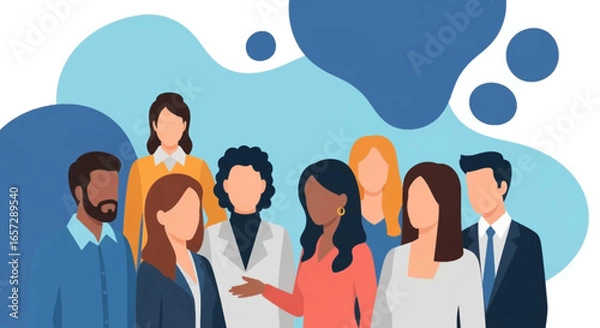 Fototapeta Diverse group of business professionals representing teamwork, collaboration, and inclusion. Ideal for corporate, HR, or community concepts.