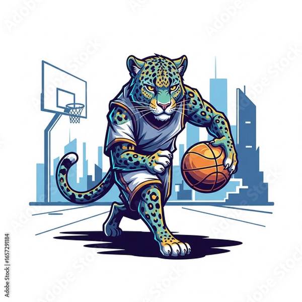 Obraz Leopard playing basketball