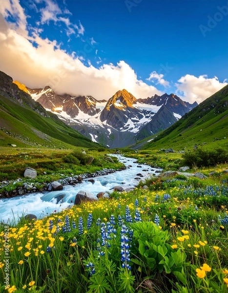 Obraz Mountain valley with wildflowers (1)