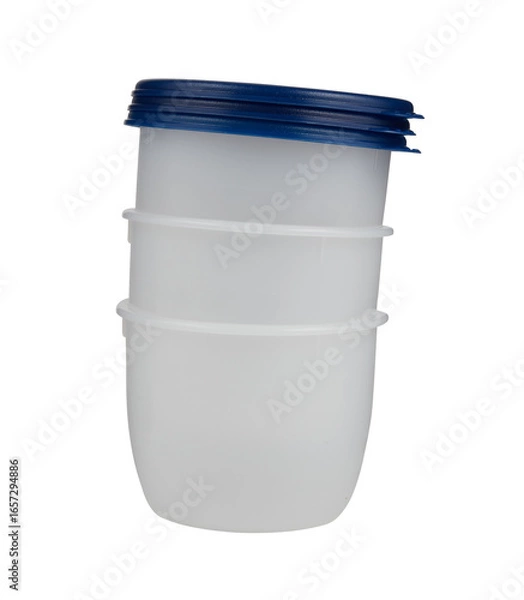 Fototapeta Stackable plastic boxes cut out isolated transparent background