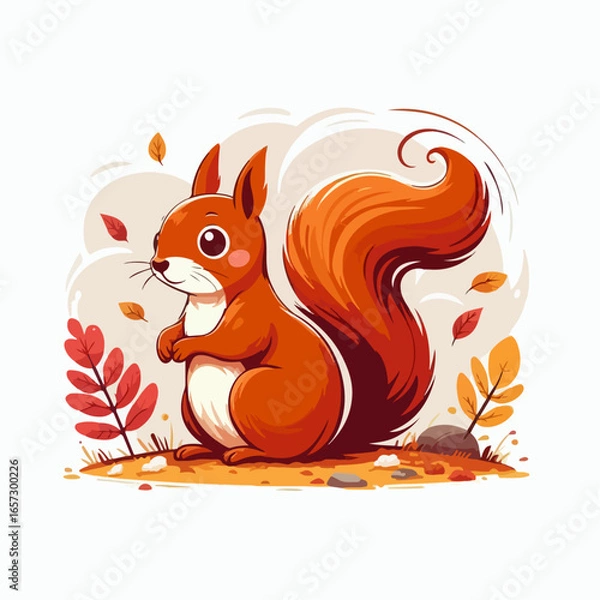 Obraz autumn squirrel vector illustration