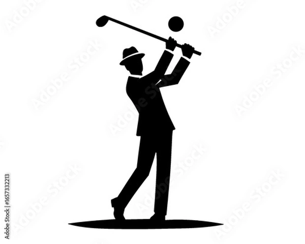 Fototapeta Silhouette of a man playing golf, vector illustration

