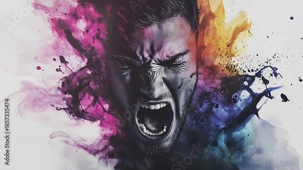 Fototapeta Blazing Chromatic Eruption: An Abstract Canvas of Explosive Energy