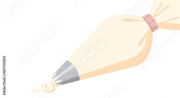 Fototapeta Pastry bag with cream, simplified vector illustration for baking elements