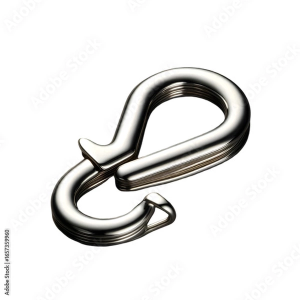 Fototapeta Shiny silver metal clasp with a secure locking mechanism on a black background