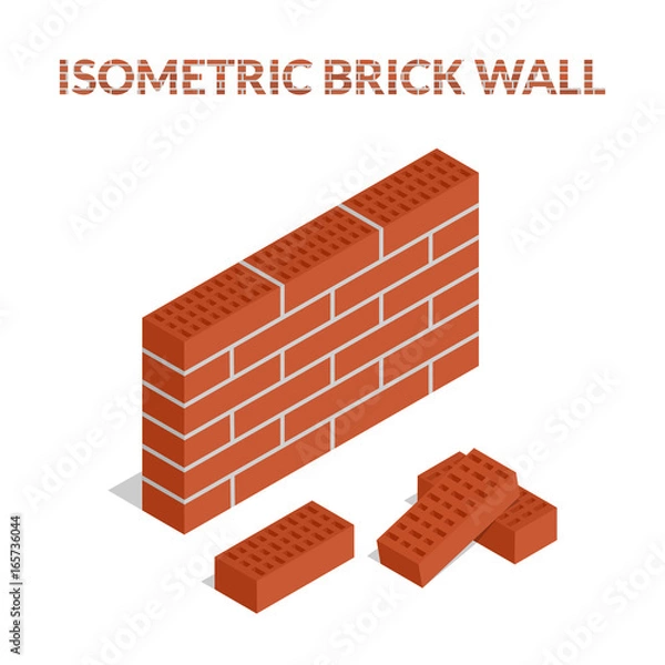 Fototapeta Set of colorful icons of bricks