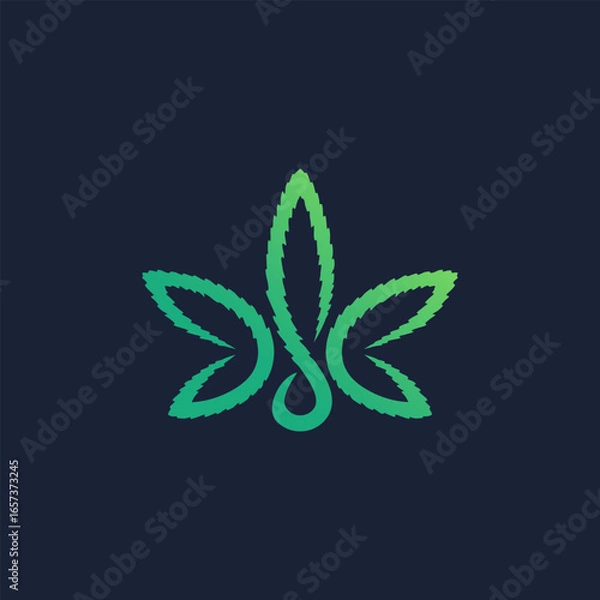 Fototapeta vector illustration of marijuana leaf line