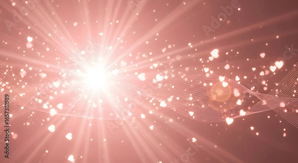 Fototapeta Sparkling Heart Bokeh Effect with Radiant Light Burst symbolizing love, romance, celebration, and joyous emotions, creating a magical atmosphere