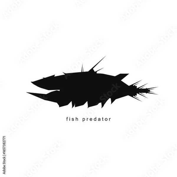 Fototapeta Abstract predator fish logo icon sign Submarine drone emblem template Shark silhouette Modern geometric design Technological engineering style Fashion print for clothes card picture banner poster ad