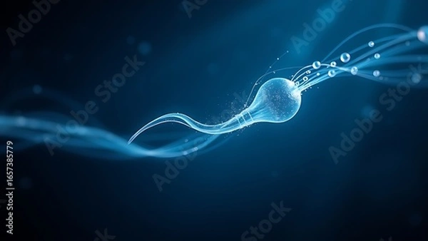 Fototapeta Quantum sperm cells navigating warped spacetime, their trails defying gravitational laws.