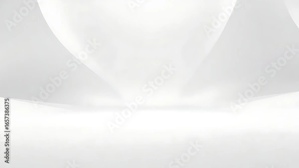 Fototapeta Ultra-minimalist white abstract surface with concave shapes, glowing softly in a futuristic design.