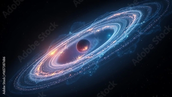 Fototapeta Protoplanetary disk with glowing organic molecules resembling cosmic constellations.