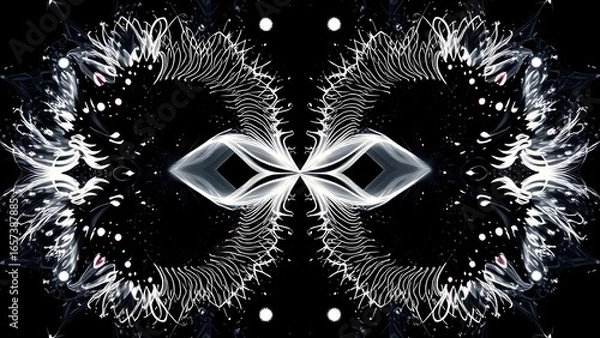 Obraz Quantum Rorschach test displaying simultaneous wave patterns and particle dots.