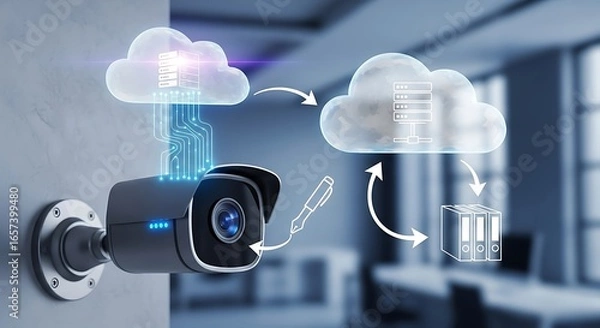 Obraz cctv camera cloud data storage security system