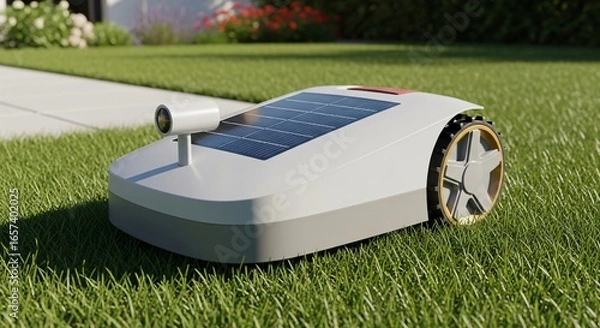 Obraz Smart solar robot mower keeps lawn perfectly manicured automatically