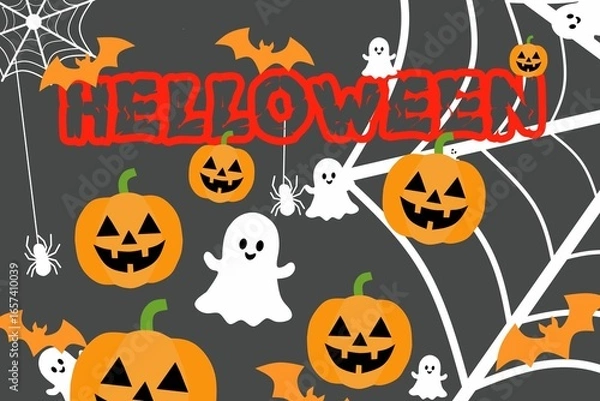 Obraz halloween pumpkin set