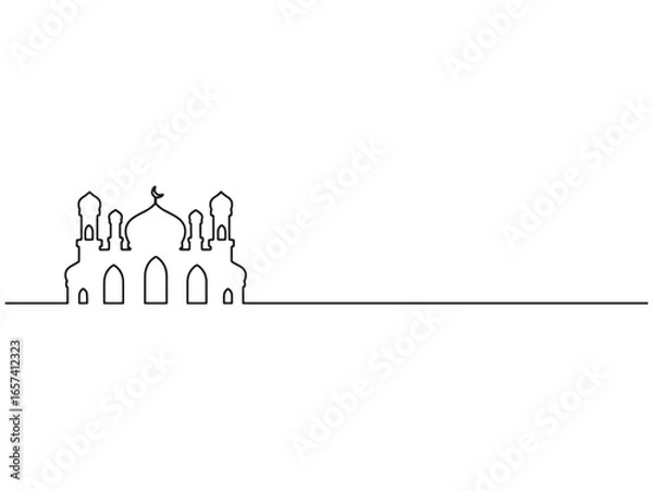 Fototapeta Ramadan Mosque Line Art Background