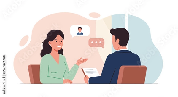 Fototapeta Two People in a Business Interview Illustration.