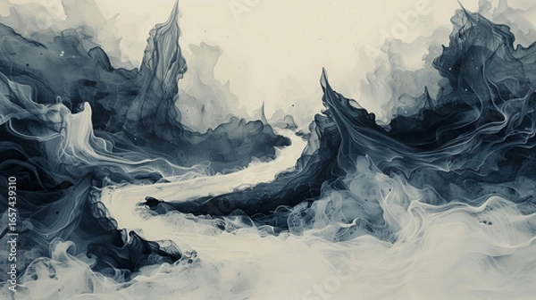 Obraz  river made of flowing ink from a giant quill
