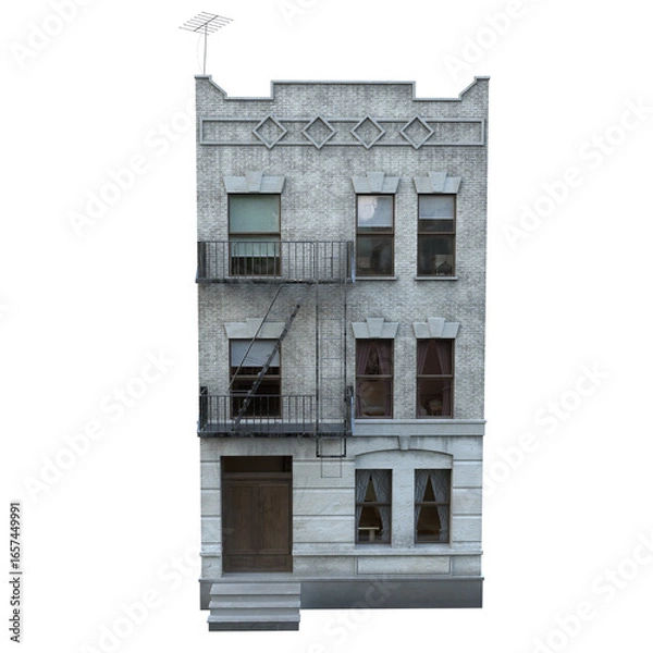 Obraz Classic gray brick apartment building facade