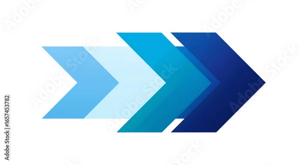 Fototapeta Blue arrow pointing right with gradient isolated on transparent background