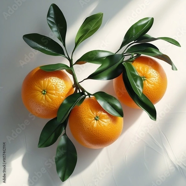 Obraz tangerines with leaves on white background