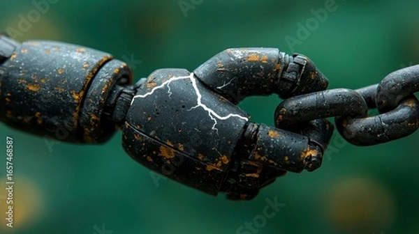 Fototapeta Rusty robotic arm and chain connection