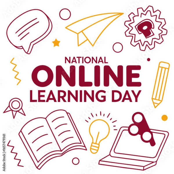 Obraz NATIONAL ONLINE LEARNING DAY vector illustration