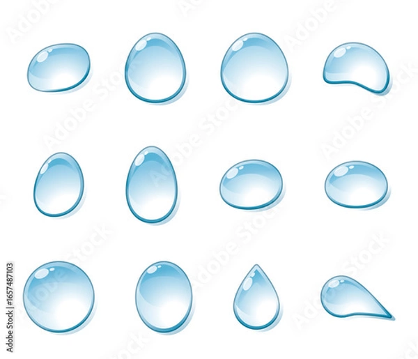 Obraz 透明な水滴のイラスト