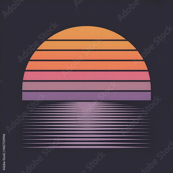 Fototapeta Retro sunset over calm water reflection