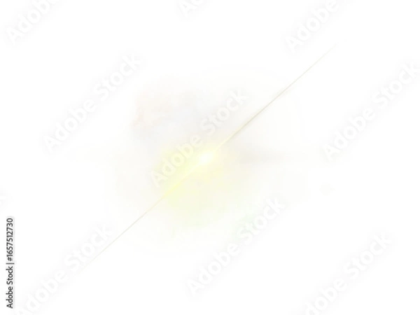 Fototapeta Abstract light ray and lens flare isolated on transparent background, glowing beam, optical effect, luminous element PNG file 