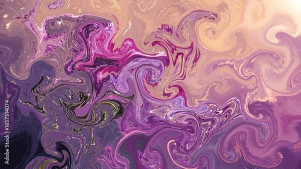 Fototapeta Abstract Purple and Gold Swirls with Artistic Textural Waves