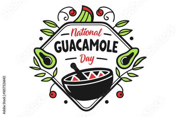 Obraz NATIONAL GUACAMOLE DAY vector illustration