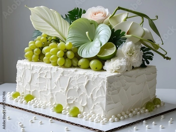 Obraz  cake with flowers and fruit