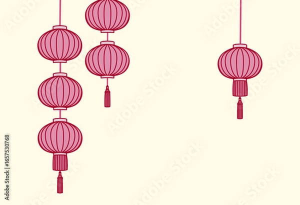 Obraz Illustration for Asian-style lantern background