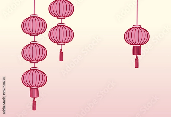 Obraz Illustration for Asian-style lantern background