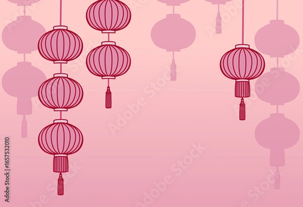 Obraz Illustration for Asian-style lantern background