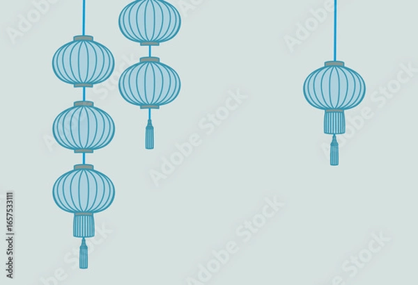 Obraz Illustration for Asian-style lantern background