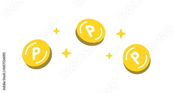 Fototapeta ポイントが光るアイコンイメージ。ポイ活。Icon image with glowing points. Point activities.