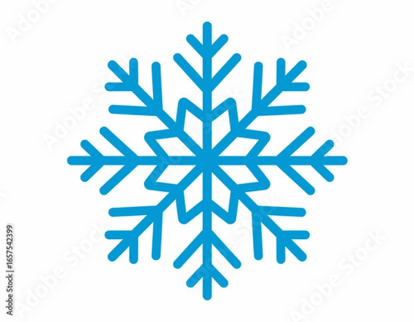 Obraz Simple Blue Outline Snowflake Design.