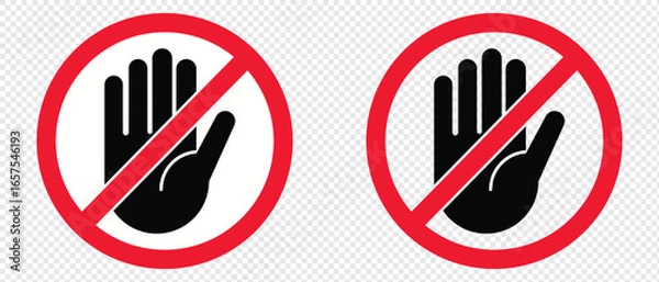 Obraz do not enter sign, hand stop sign, no entry symbol, prohibition sign, no entry restriction sign. Not Allowed stop sign, Prohibition sign or stop sign illustration transparent background 