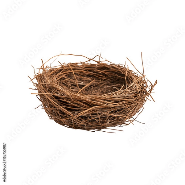 Fototapeta A bird nest constructed with twigs and natural materials, showcasing intricate avian craftsmanship
