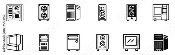 Fototapeta Computer casing icon, pc case, CPU casing.