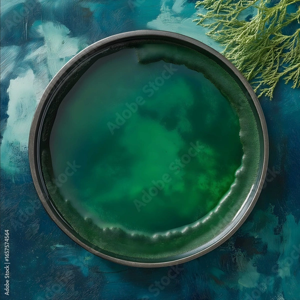 Fototapeta composition of a live pool of spirulina surrounded by vitality and well being