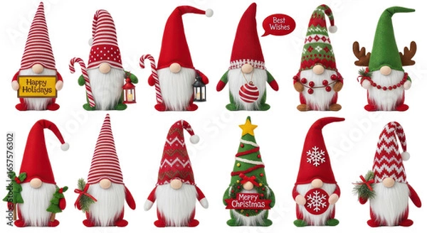 Obraz Isolated Christmas Gnome Collection