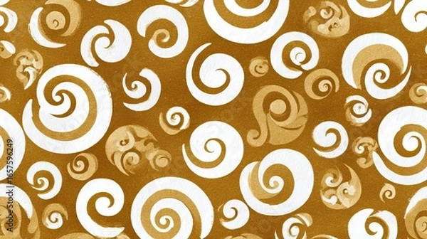 Obraz Gold background with swirling white patterns