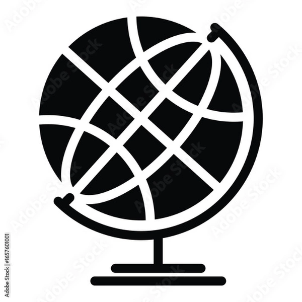 Obraz  Globe Solid Icon Representing Geography And Global Connectivity.