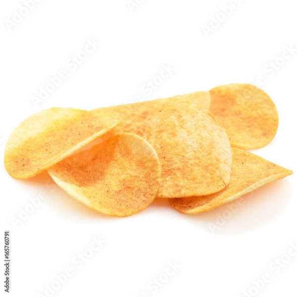 Fototapeta close up of hot and spicy flavor crispy potato chips on isolated with background with clipping path